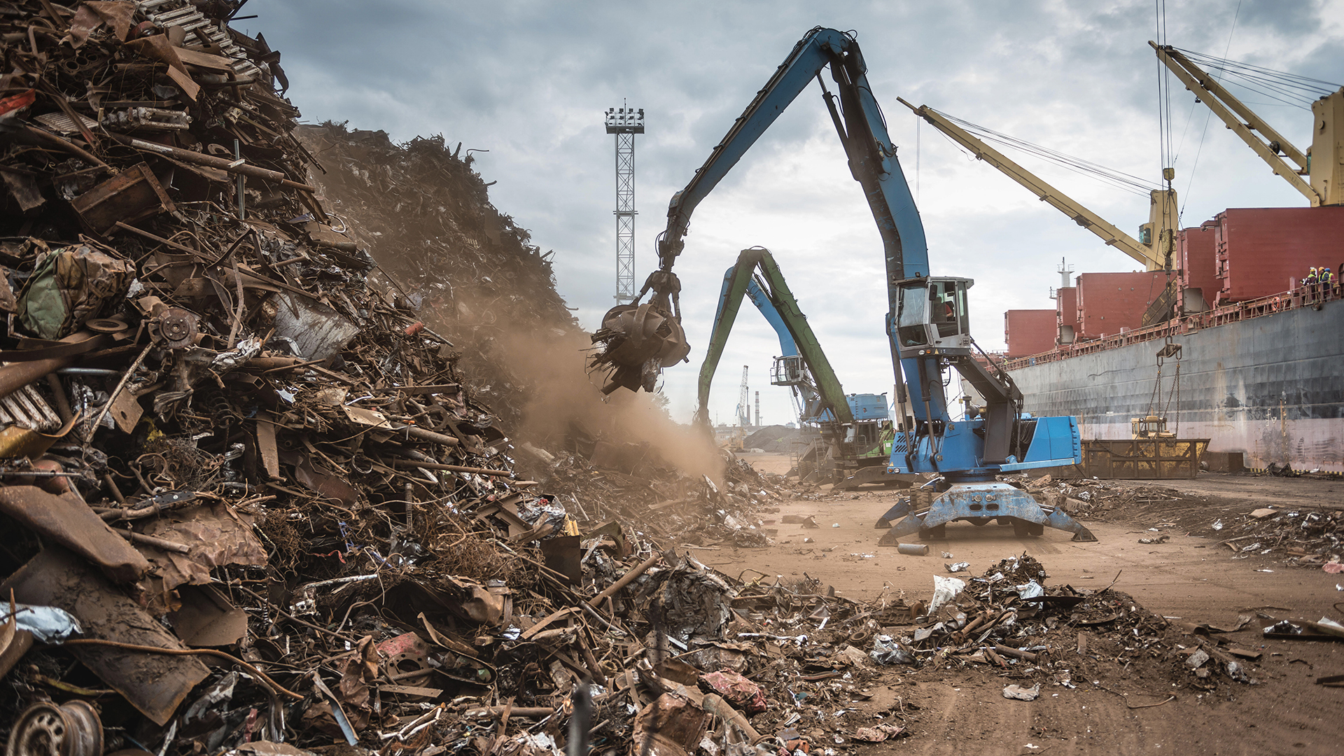 Scrap metal transshipment port.